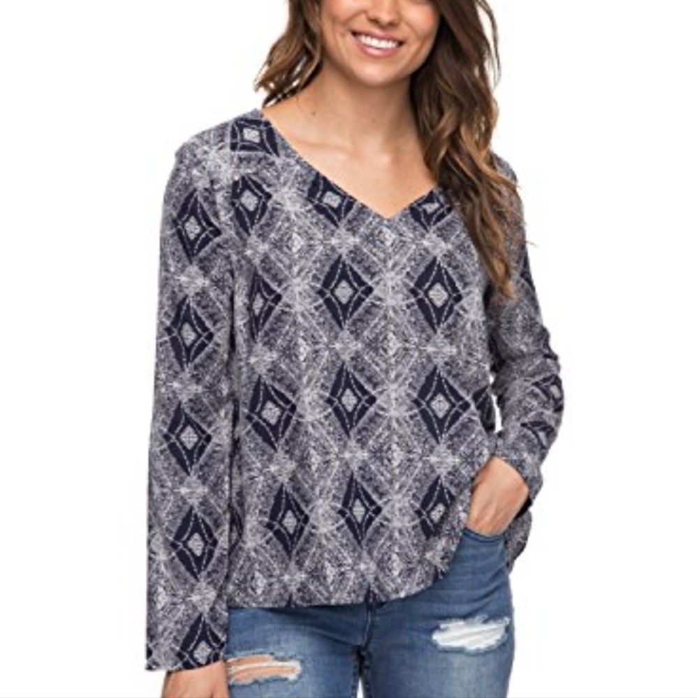 ROXY Tunic Shirt Navy Blue Boho Women's A‎ Sky Full of Stars Top Size Small